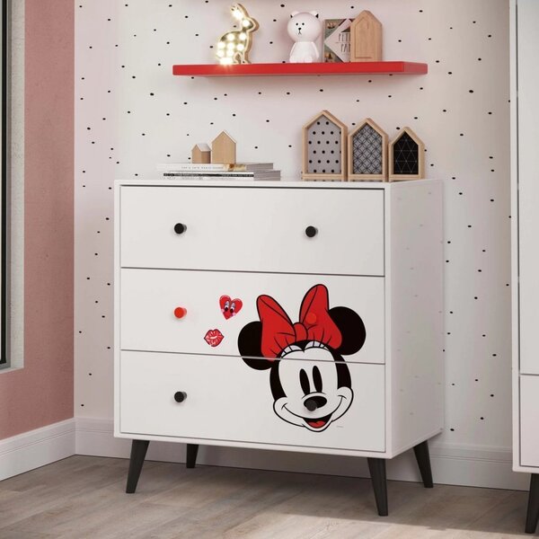Cômoda Infantil 3 Gavetas Minnie Disney Fun Cabecasa Madeirao