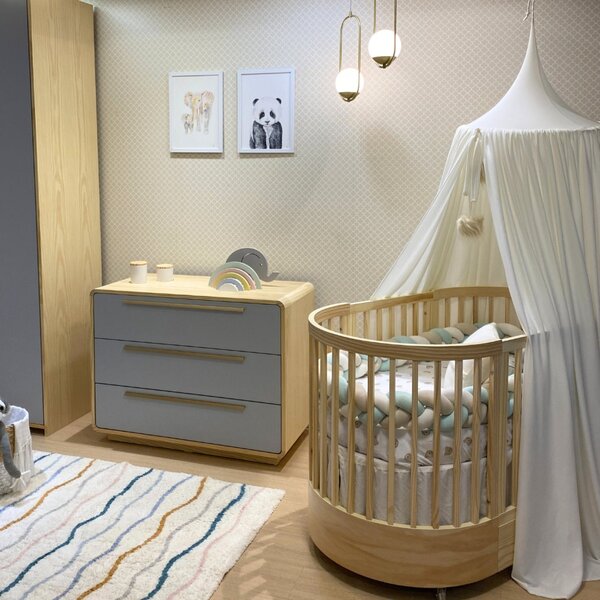 Cômoda Infantil 3 Gavetas Wave Cinza/nature