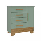 Cômoda Infantil 4 Gavetas 1 Porta Com Pés Catavento Rodial