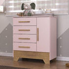 Cômoda Infantil 4 Gavetas 1 Porta Com Pés Catavento Rodial