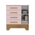 Cômoda Infantil 4 Gavetas 1 Porta Com Pés Catavento Rodial