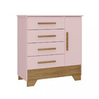 Cômoda Infantil 4 Gavetas 1 Porta Com Pés Catavento Rodial