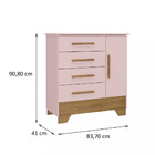 Cômoda Infantil 4 Gavetas 1 Porta Com Pés Catavento Rodial