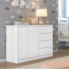 Cômoda Infantil 4 Gavetas 2 Portas Com Cabideiro Pérola Branco