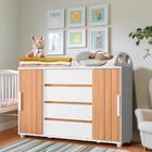 Cômoda Infantil 4 Gavetas 2 Portas De Correr Branco Nature Fl