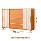 Cômoda Infantil 4 Gavetas 2 Portas De Correr Carvalho Grife O