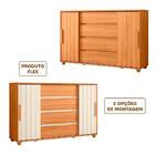 Cômoda Infantil 4 Gavetas 2 Portas De Correr Carvalho Grife O