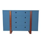 Cômoda Infantil 4 Gavetas 2 Portas Dominó Divicar Móveis Azul