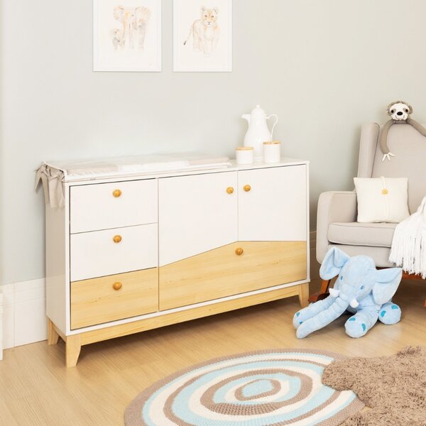 Cômoda Infantil 4 Gavetas 2 Portas Safari Divicar Móveis Bran