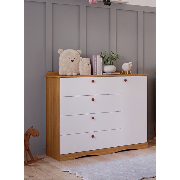 Cômoda Infantil 4 Gavetas Aquarela Espresso Móveis Nature/bra