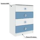 Cômoda Infantil 4 Gavetas Baby Hecol - Branco/azul