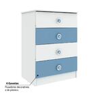 Cômoda Infantil 4 Gavetas Baby Hecol - Branco/azul