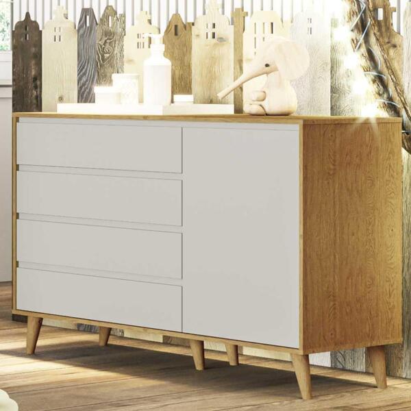 Cômoda Infantil 4 Gavetas Com Fraldário Gran Lorena Off White