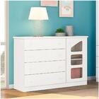 Cômoda Infantil 4 Gavetas E 1 Porta 100% Mdf Branco Ravi - La