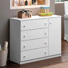 Cômoda Infantil 4 Gavetas E 1 Porta Branco Brilho Barcelona -