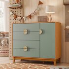 Cômoda Infantil 4 Gavetas E 1 Porta Kid Em Mdf Cinamomo / Sál