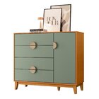 Cômoda Infantil 4 Gavetas E 1 Porta Kid Em Mdf Cinamomo / Sál