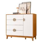 Cômoda Infantil 4 Gavetas E 1 Porta Kid Em Mdf Cinamomo/branco