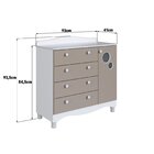 Cômoda Infantil 4 Gavetas E 1 Porta Linha Encanto Branco/cinn