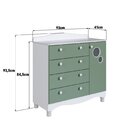 Cômoda Infantil 4 Gavetas E 1 Porta Linha Encanto Branco/verde