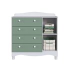 Cômoda Infantil 4 Gavetas E 1 Porta Linha Encanto Branco/verde