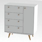 Cômoda Infantil 4 Gavetas E 1 Porta Retrô Luna Branco