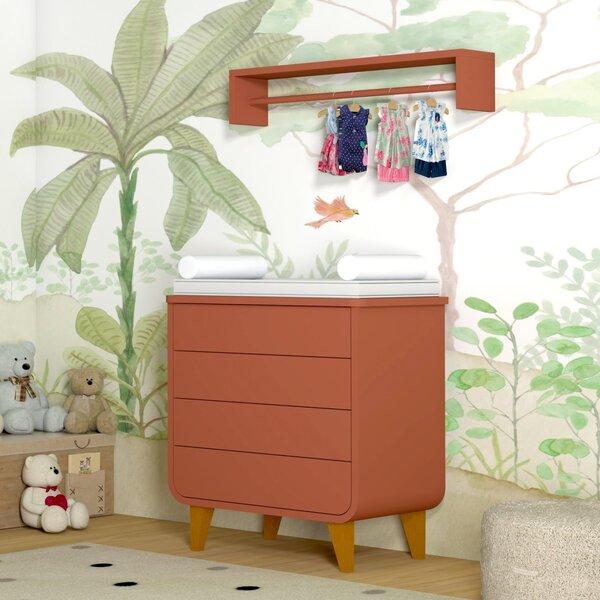 Cômoda Infantil 4 Gavetas E-galaxy Espresso Móveis Terracota