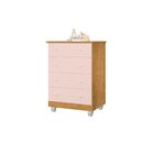 Cômoda Infantil 4 Gavetas Lara Nature/rosa