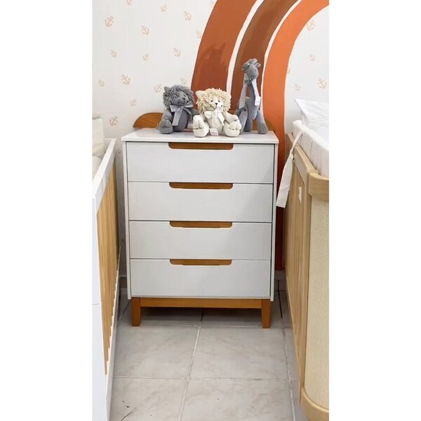 Cômoda Infantil 4 Gavetas Nordic Cody Branco/mel