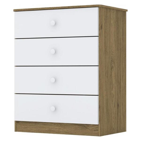 Cômoda Infantil 4 Gavetas Quality H02 Rústico/branco - Mpozen