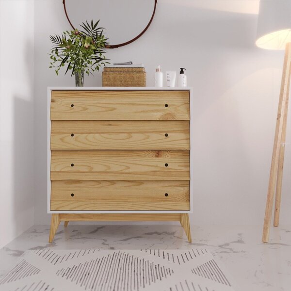 Cômoda Infantil 4 Gavetas Sing Branco/pinus Nuv