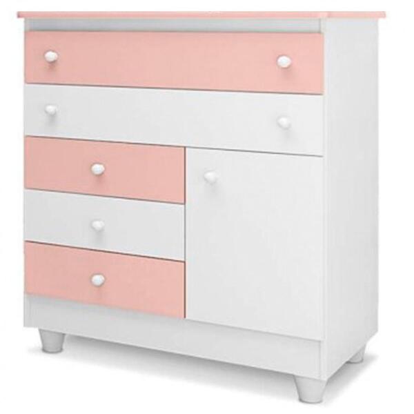 Comoda Infantil 5 Gavetas 1 Porta 35002 Arco Iris Pln