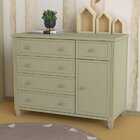 Cômoda Infantil 5 Gavetas 1 Porta Tudor  Verde