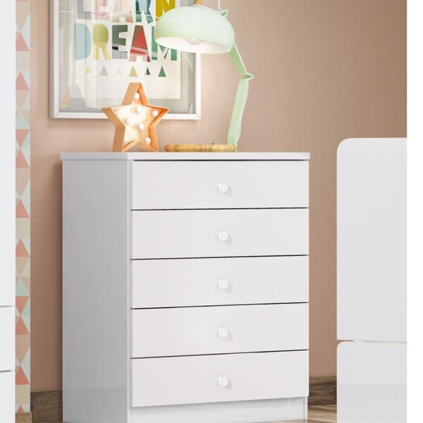 Cômoda Infantil 5 Gavetas Pique-esconde  Branco