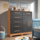 Cômoda Infantil 6 Gavetas 2 Portas Nature Titanium Xiling Sho