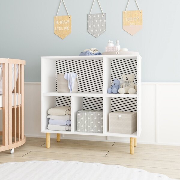 Cômoda Infantil 6 Nichos Brv Móveis Branco/adesivo/pinus Claro