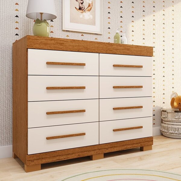Cômoda Infantil 8 Gavetas 100% Mdf 111,70cm X 100,50cm Brinca