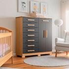 Cômoda Infantil 8 Gavetas 2 Portas Nature Titanium Valentina