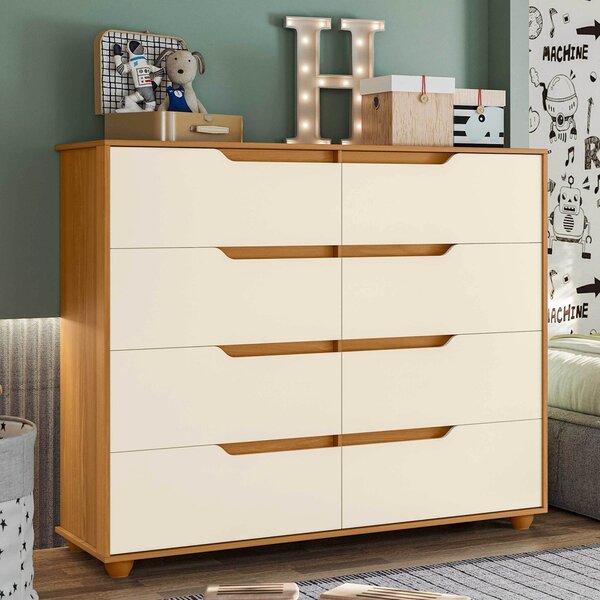 Cômoda Infantil 8 Gavetas Circus Cinamomo / Off White