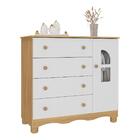Cômoda Infantil 95cm 1 Porta Com Vidro E 4 Gavetas Aurora Mul