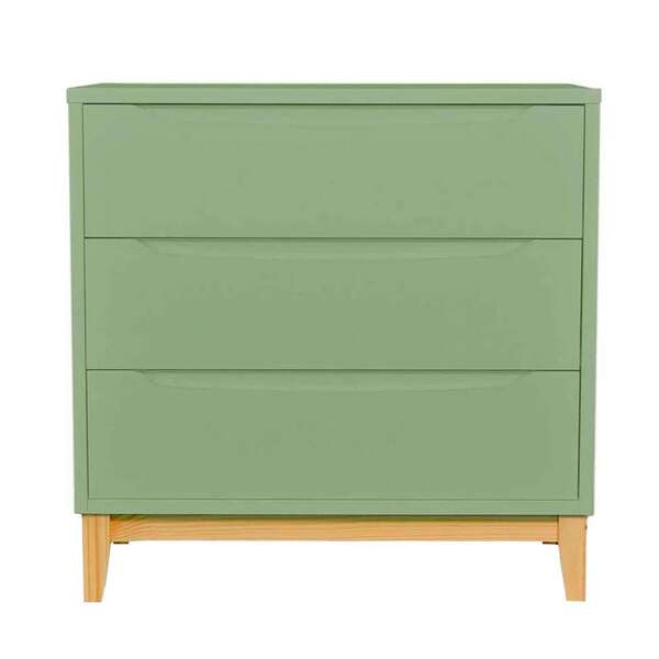 Cômoda Infantil Amor Perfeito 3 Gv Verde E Pinus