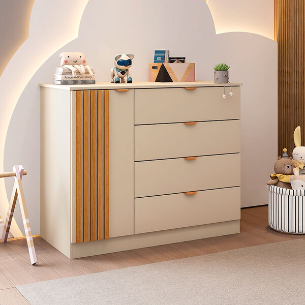 Cômoda Infantil Ayla 4 Gavetas Off White - Phoenix