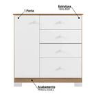 Cômoda Infantil Cherry 1 Porta E 4 Gavetas - Branco/almendra