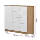 Cômoda Infantil Cherry 1 Porta E 4 Gavetas - Branco/almendra