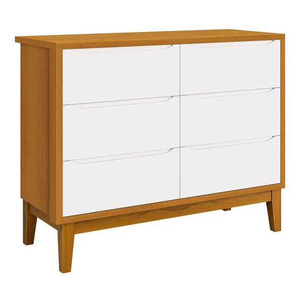 Cômoda Infantil Classic 6 Gavetas Com Pés Amadeirado - Reller