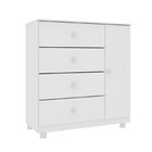 Cômoda Infantil Com Pés 4 Gavetas 1 Porta Afeto Neve