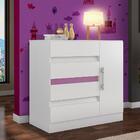Cômoda Infantil Com Sapateira 4 Gavetas Branca Lilás 8000-66