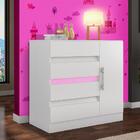 Cômoda Infantil Com Sapateira 4 Gavetas Branca Rosa 8000-66 A