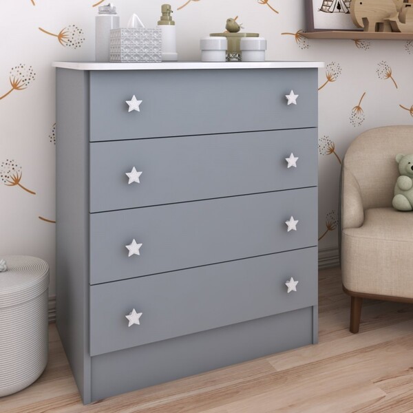 Cômoda Infantil Divertidamente 4 Gavetas Cinza - Panorama Móv