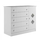 Cômoda Infantil Em Mdf 1 Porta 5 Gavetas Manu Tigus Baby